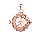 BeydodoハーモニーボールネックレスwithチャイムHollow Round Dancing Girlホワイトキュービックジルコニア