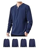 Sukinana 長袖tシャツ メンズ 綿100% 4枚組 Vネック ユニークなボタン クセになる肌触り 防菌防臭 インナーシャツ 無地 通気性 ファッション 春 秋 冬 (3XL, ネイビー)