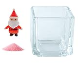花市場直送便 ミニチュアガラス サンタ レッド & カラーサンド パステルピンク & 植え込み用グラス ニューブロックS