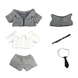 20cm ぬいぐるみ 服　スーツ　上着　白シャツ　半ズボン　ベスト　ネクタイ　ベルト　着せ替え　綿人形服 (grey)