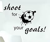 Amaonm Removable 3D Wall art Decals Decor DIY Kids Rooms Wall Sticker murals Football Soccer Wall Decor for Boys Room Nursery room Corridor Living room Classroom Letter Shoot for your goals art Decal