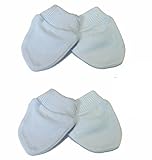 PREMATURE 2 Pairs of Scratch Mitts/Mittens - 100% Cotton Blue by Scratch Mitts
