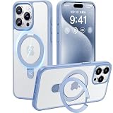 【8年間の技術結晶！4in1超万能モデル】CASEKOO iPhone 15 Pro 用 ケース 米軍MIL規格 耐衝撃 MagSafe対応隠しスタンド 指紋防止 マット仕上げ 黄変防止 薄型半透明 スマホケース ストラップホール付き ワイヤレス充電対応 アイフォン15pro用ケース（ライトブルー）