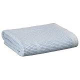 Baby Cellular Cotton Blanket for Moses Basket, Crib, Pram - Blue by First Steps