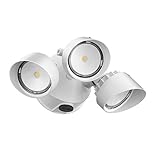 Lithonia Lighting OLF 3RH 40K 120 PE WH M4 3-Head Outdoor LED Dusk to Dawn Round Flood Light, White 