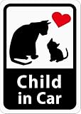 Child in Car 「ねこの親子」 車用ステッカー (マグネット) (ホワイト) ／ こどもが乗ってます s06