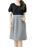 (アッドルージュ)Add Rouge 授乳口付 ウエストリボンベルト付き切替ワンピース c584242 Q1 L ブラック×グレーボーダー