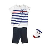 [ミキハウス] MIKIHOUSE イカリマークのボーダー半袖Tシャツ ３点ギフトセット （70cm-80cm） 14-1118-789 白