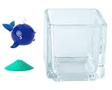 花市場直送便 ミニチュアガラス クジラB ディープブルー & カラーサンド エメラルドグリーン & 植え込み用グラス ニューブロックS