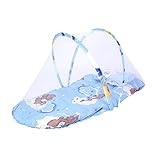 DWSIOOW　簡単収納折りたたみ ベビー 蚊帳　ワンタッチ コンパクト　携帯用　ベビーベッド用蚊帳　蚊対策　虫よけ　夏 必需品　お出かけ　持ち運びに便利 (ブルー)