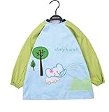 【SEBLES】 ベビー キッズ ぞう エレファント キュート スモック エプロン 防水 幼稚園 0歳 ～ 4歳 全6色 サイズ S M L XL クロスセット (ブルー,XL)