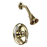 Dynasty Hardware DYN-5703-PB Shower Faucet with Vintage Lever, Polished Brass [並行輸入品]