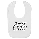 (フロソ) FLOSO 赤ちゃん・ベビー用 Daddys Drinking Buddy(パパの飲み友達)プリント ベルクロビブ スタイ (ワンサイズ) (ホワイト)