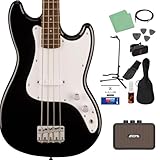 Squier by Fender SONIC BRONCO BASS Black ベース初心者12点セット 【ミニアンプ付】 ショートスケール ローレル指板 スクワイヤー/スクワイア