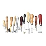 xlp DIY 手作り裁縫 レザーツール セット 13本 ステンレス鋼+木材