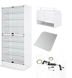 【福袋】[雅夢威] 4点セット39cmハイタイプ用フィギュアラック「ワイド」83シリーズ＋背面ミラー2枚+ワイド専用上置きロータイプ+LEDモジュールハイタイプ用【正規品】KA-TMRM8339 (ホワイト)