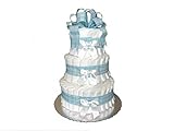 Classic Pastel Baby Shower Diaper Cake (3 Tier, Blue) by Rubber Ducky