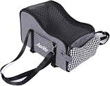 Aerlife 犬 ドライブボックス 助手席 犬 ドライブベッド 収納ポケット付き 後部座席 リード付き 飛び出し防止 小型犬 キャリーバッグ 折り畳み式 ペットカーシート クッション付き 犬猫 お出かけ 洗い可能 夏冬兼用 アウトドア 旅行 GY
