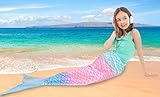(Rainbow Ombre) - Catalonia Mermaid Tail Plush Flannel Blanket for Teen Child Kids, Soft Warm Fuzzy 