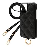 Elegante公式 Quilting Shoulder Xperia 10 IV 用 ケース スマホケース ショルダー ストラップ キルティング 大人可愛い カード 収納 ミラー マグネット ソニー Xperia 10 IV 用 ブラック