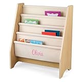 KidKraft Personalized Natural Sling Bookshelf with Pink Script - Olivia [並行輸入品]