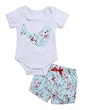 kidloveベビー女の子ボディスーツ衣装セットフローラルロンパースショートパンツ