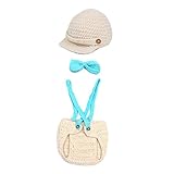 Zhhlinyuan Fashion Newborn Handmade Crochet Knitted Cap&Shorts Set Photography Prop With Bow tie 216