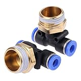 空気圧ティー連合コネクタ クイック継手 コネクタ 3ウェイ T型 真鍮継手 2個入り