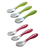 Gerber Stainless Steel Tip Kiddy Cutlery Spoons, 6 Pack, Pink/Green by NUK