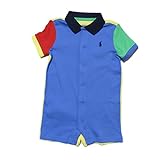 (ポロラルフローレン)POLO RALPH LAUREN ベビー 男の子 ショートオール Color-Blocked Cotton Shortall ブルー Regal Blue (6M) [並行輸入