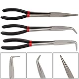 SODIAL 3 x 11インチエクステンションロングペンチストレート&曲がった先端メカニックグリップハンドツール