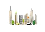 Wonderworld Innovative Wooden City Skyline Glow Block Set - Unique Toy Glows In The Dark - Realistic