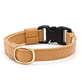 ぽぽねこ 猫首輪 コットンプレーン セイフティーバックル・鈴付き・ハゲにくい・日本製 (山吹, M)