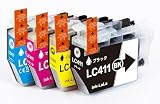 Amazon限定 LC411-4PK 4色セット 計4本 ブラザー用 互換インク LC411 互換品 対応機種：DCP-/J928N-B/W/J528N/J915N/J1800N/J526N/J926N-B/W/J914N MFC-/J905N/J904N/J739DN/DWN/J939DN/DWN ICチップ搭載 【ink-lala】