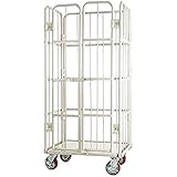 観音扉カゴ台車 カゴ車 W80×D60×H170(cm) 耐荷重700kg 2ドア 扉付き かご台車 ロールボックス ロールパレット パレット 看板スチールプレート 観音開き 業務用 業務用台車 大型台車 倉庫 運搬 物流 移動 荷物 800×600