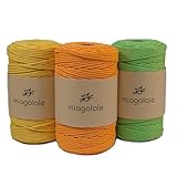 miagolale マクラメ ロープ コットン コード DIY 直径３mm 200m巻 3色 3巻セット(イエロー・シーグリーン・オレンジ)