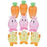 Bunny, Carrot, and Chick - Plastic Shaped Fillable Easter Egg Containers [並行輸入品]
