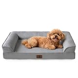 Sunquinn 犬用 犬ベッド ペットベッド ペットソファー 高反発 体圧分散 低床8cm アゴ乗せ 防水カバー 抗菌 洗える 滑り止め 通気性 オールシーズン シニア犬対応 小型犬 中型犬（外寸76Lx51Wx16.5Hcm グレー）