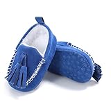 SIEGES ベビー ファーストシューズ モカシンシューズ 赤ちゃん靴 ふさ飾り ふわふわ 防寒 歩行練習用 ソフト靴底 出産祝い ブルー 13cm