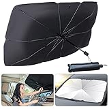 Happy GO サンシェード 車 折り畳み式 傘式 車用サンシェード 半遮光 遮熱 収納ポーチ付き 車用パラソル プライバシー保護 紫外線