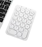 ワイヤレス Bluetooth テンキーミニキーボードレトロラウンドキャップノートブックデスクトップ会計金融ユニバーサルキーボード (テンキーパッド,ホワイト)