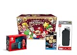 【スーパーマリオ ホリデーギフトプレゼントボックス入り】Nintendo Switch Joy-Con(L) ネオンブルー/(R) ネオンレッド + 【任天堂ライセンス商品】Nintendo Switch専用液晶保護フィルム 衝撃吸収 + 【任天堂ライセンス商品】Nintendo Switchファミリー対応コンビネーションポーチ ブラック