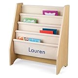 KidKraft Personalized Natural Sling Bookshelf with Blue Block - Lauren [並行輸入品]