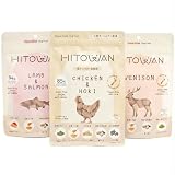 【3種食べ比べセット】ヒトワン(HITOWAN) フリーズドライ ドッグフード (チキン&ホキ/ベニソン/ラム&サーモン) - ニュージーランド産 犬用 ローフード 総合栄養食 トライプ 子犬 成犬 シニア ご飯 小型犬 中型犬 大型犬 (①チキン&ホキ②ベニソン③ラム&キングサーモン)