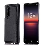 【Aqier】For 互換性 Xperia 10 IV/docomo SO-52C/au SOG07/softbank A202SO UQmobile 適用 背面手帳型 軽い薄い 純色 レザーケース（ブラック）ソニー エクスペリア10iv ドコモso52c ソフトバンクa202so エクスペリア10 4 ケースカード入れ 片手操作 バック​カバー ソニーxperia10iv 黒