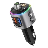 FMトランスミッター Bluetooth5.0 ワイヤレス発信機 QC3.0急速充電 ９色LEDライト Siri対応 高音質 ハンズフリー通