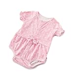 CHOUeTTe ベビー服 ロンパース 新生児～2歳半まで 前開き 半袖 リボン 水玉 綿100% 可愛い 出産祝い 誕生日プレゼントにもどうぞ サイズ多数 オリジナルタオル付き (90cm～30か月