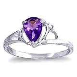 K14 Yellow, White, Rose Gold Pear-shaped Amethyst with Diamond Ring