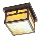 Livex Lighting 2138-07 Montclair Mission 1 Light Outdoor Bronze Finish Solid Brass Ceiling Mount wit