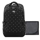 Damero Travel Backpack Diaper Bag with Changing Pad (Black with dots) by Damero